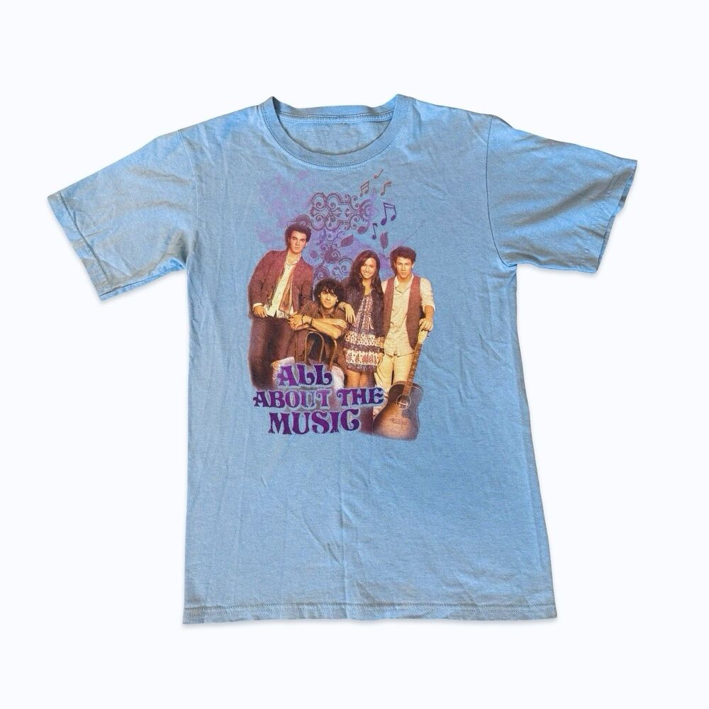 2010 Disney Camp Rock Live Tour Blue Graphic Tee Shirt Small Demi Lovato Jonas